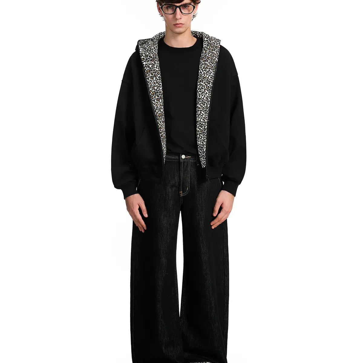 Leopard Print Oversized Hoodie & Sweatpants Set – Comfy Unisex Lounge Outfit with Pockets