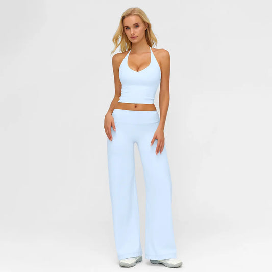 Women’s Two-Piece Sport Set – Crop Cami Top & Flare Pants for Yoga & Gym