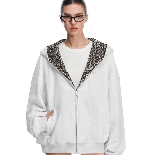 Leopard Print Oversized Hoodie & Sweatpants Set – Comfy Unisex Lounge Outfit with Pockets