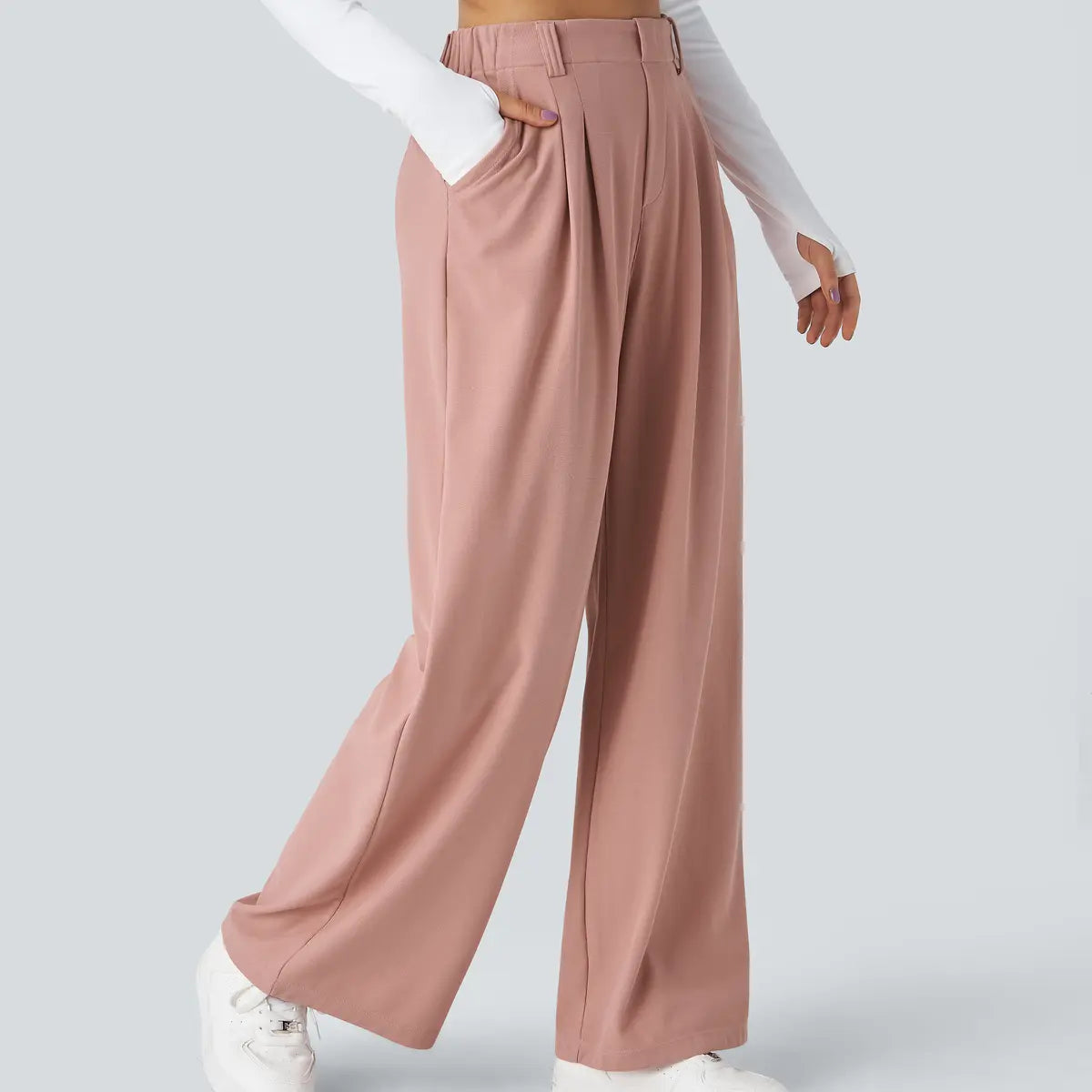 Halara Flex Women’s High Waist Wide Leg Pants with Pockets – Waffle Fabric Comfort