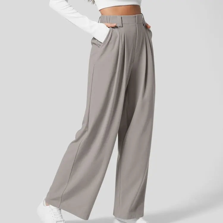 Halara Flex Women’s High Waist Wide Leg Pants with Pockets – Waffle Fabric Comfort