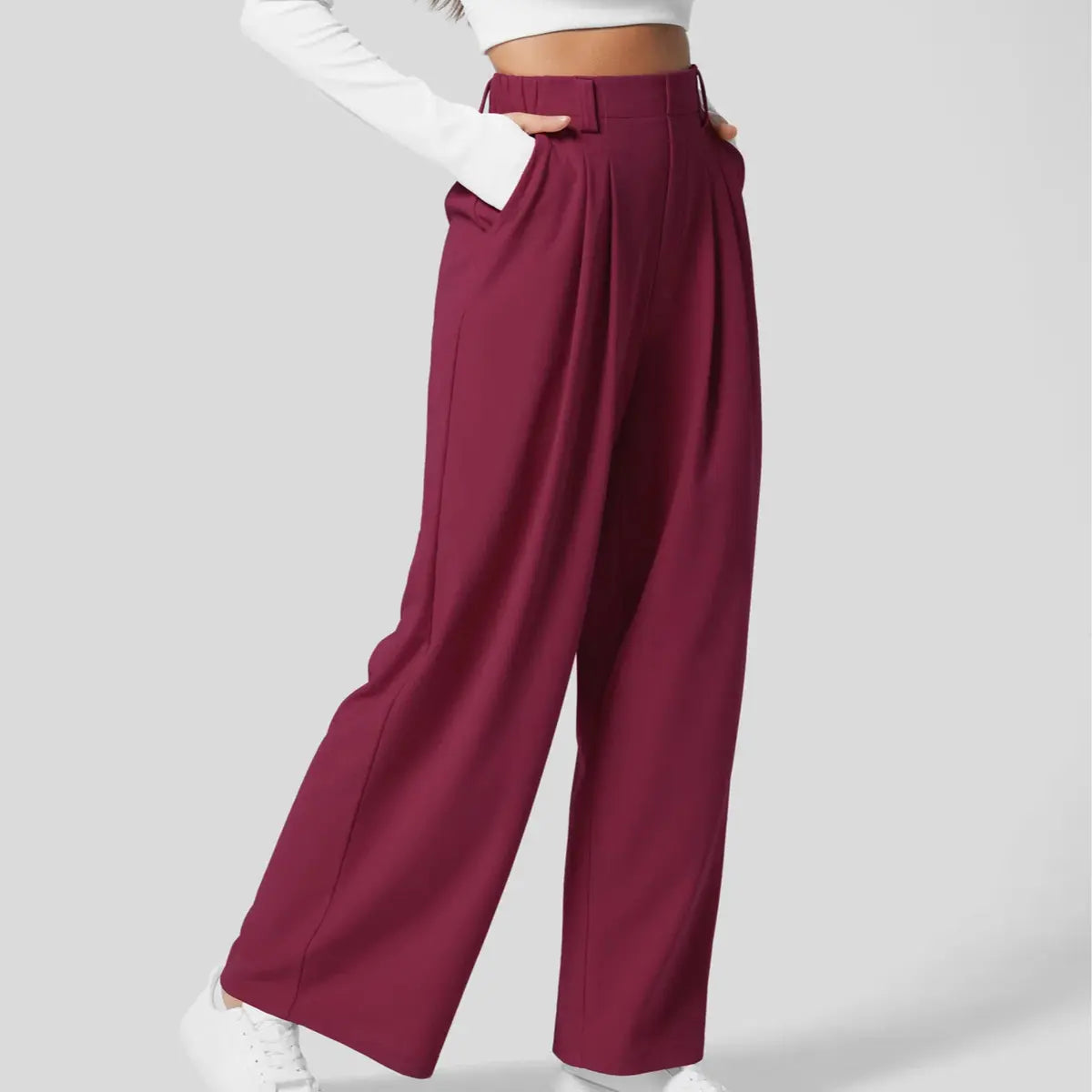 Halara Flex Women’s High Waist Wide Leg Pants with Pockets – Waffle Fabric Comfort