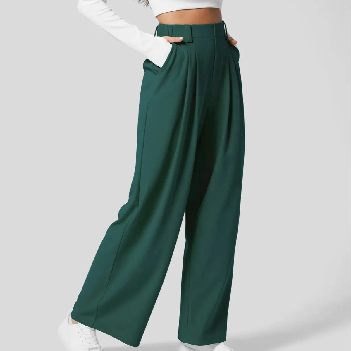 Halara Flex Women’s High Waist Wide Leg Pants with Pockets – Waffle Fabric Comfort