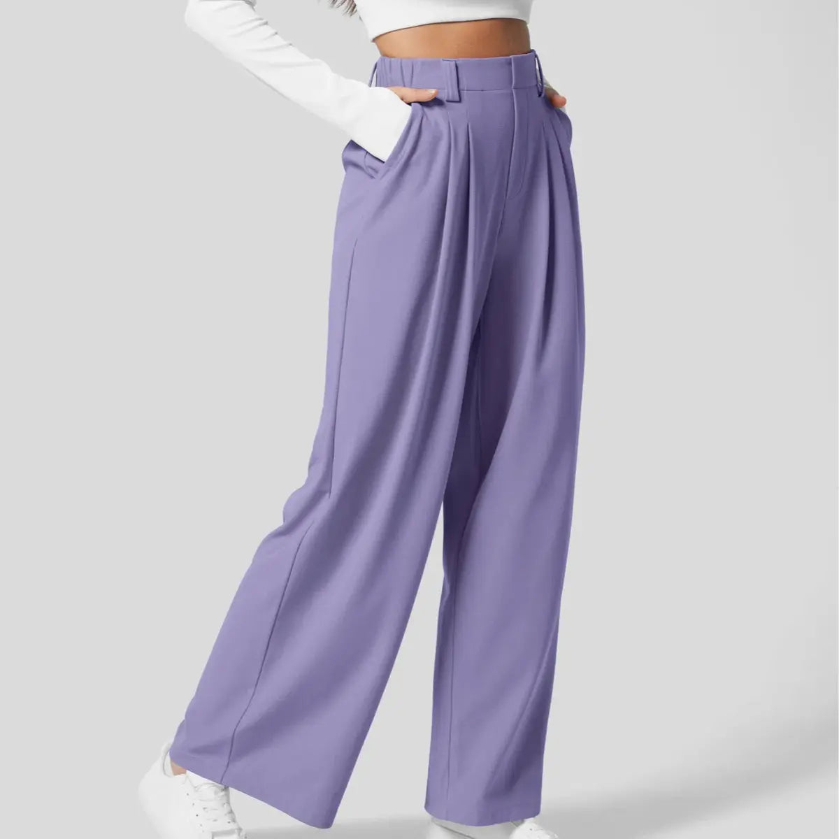 Halara Flex Women’s High Waist Wide Leg Pants with Pockets – Waffle Fabric Comfort